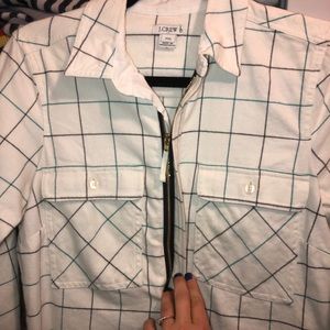 J.crew 1/4 zip flannel size XXS cream mint color